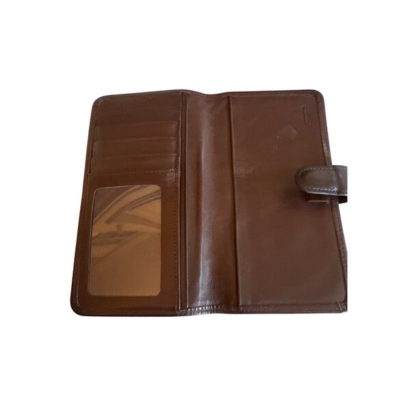 Coach Brown Leather Wallet With Snap Closure & Multiple Card Slots Slim - Picture 1 of 5